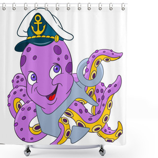 Personality  Cute Cartoon Poulpe Or Octopus Shower Curtains