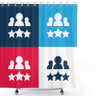 Personality  Best Employee Blue And Red Four Color Minimal Icon Set Shower Curtains