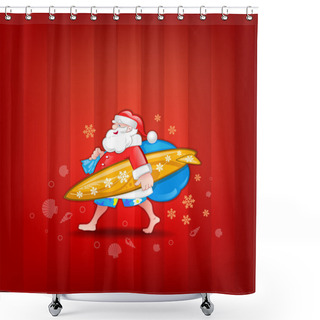 Personality  Santa With Surfboard Shower Curtains