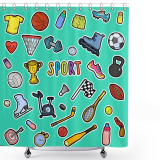 Personality  Hand Drawn Sport Icons Shower Curtains