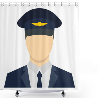 Personality  Pilot Icon, Flat Style Shower Curtains
