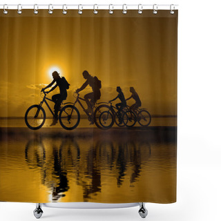 Personality  Company Of Friends On Bicycles Outdoors Shower Curtains