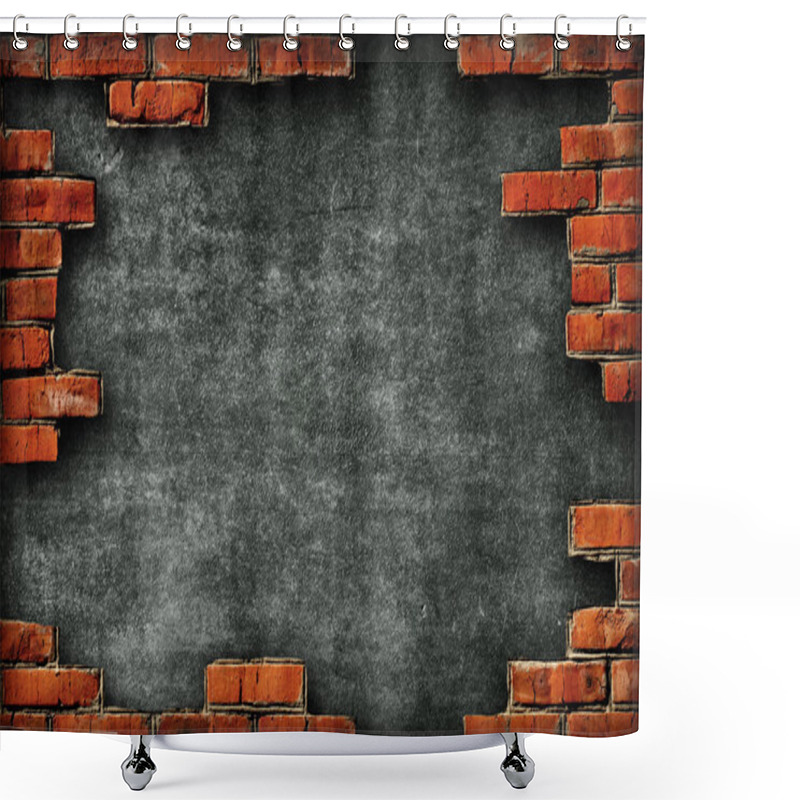 Personality  Roughened Wall Surrounded With Bricks Shower Curtains