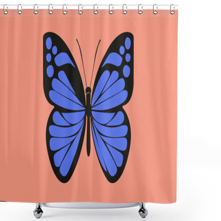 Personality  Vector Isolated Illustration Of A Blue Butterfly Shower Curtains
