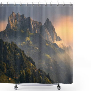 Personality  Beautiful Light Over Monsacro Mountain At Dawn, Asturias Shower Curtains
