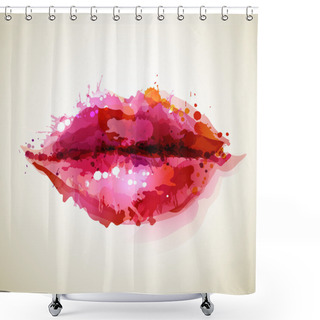 Personality  Beautiful Woman's Lips Formed By Abstract Blots Shower Curtains