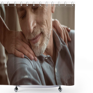 Personality  Man With Closed Eyes Shower Curtains