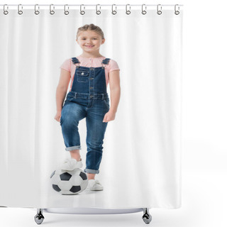 Personality  Cute Kid With Soccer Ball  Shower Curtains