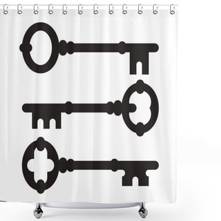 Personality  Old Key Silhouette Set Shower Curtains