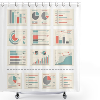Personality  Design Elements - Analytics, Statistic Report - Vectors Set 2 Shower Curtains