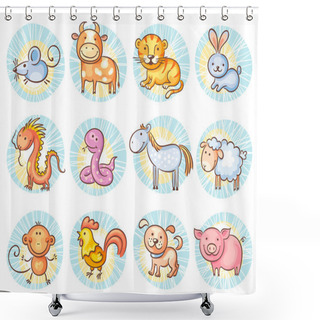 Personality  Chinese Zodiac Signs Shower Curtains