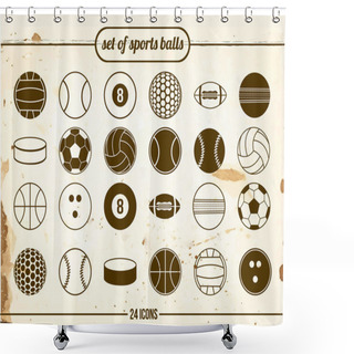 Personality  Vintage Set Of Sports Balls Shower Curtains