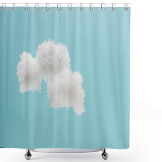 Personality  White Fluffy Clouds Made Of Cotton Wool Isolated On Blue Background Shower Curtains
