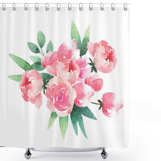 Personality  Beautiful Watercolor Bouquet Isolated On White Background. Floral Watercolor Bouquet For Design, Postcards, Banners, Emblems, Logo. Shower Curtains