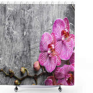 Personality  Beautiful Orchid Flowers On Grunge Background Shower Curtains