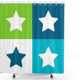 Personality  Black Star Silhouette Flat Four Color Minimal Icon Set Shower Curtains