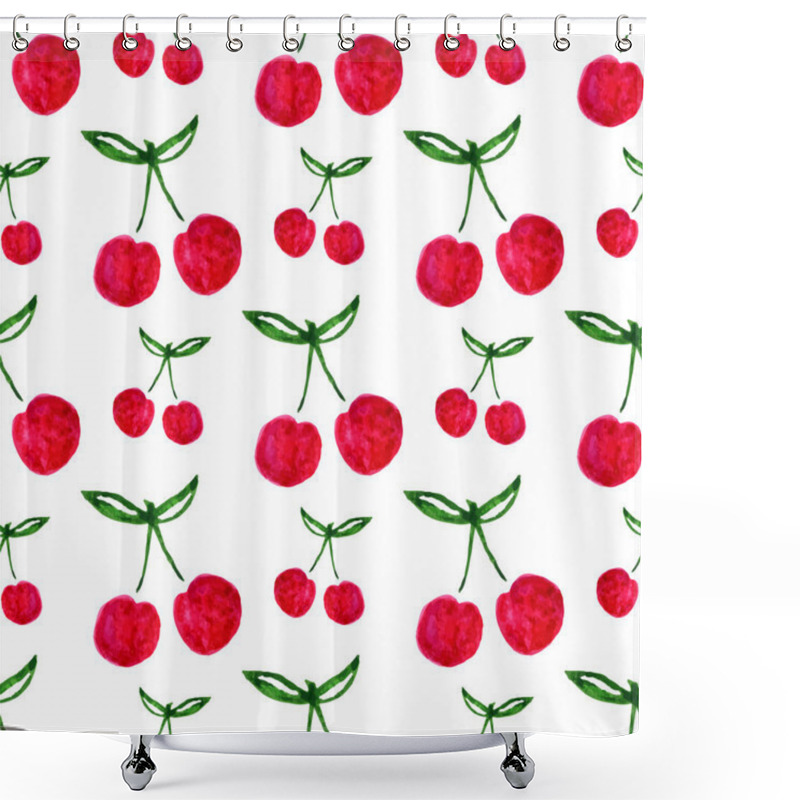 Personality  Seamless Pattern With Watercolor Cherries Shower Curtains