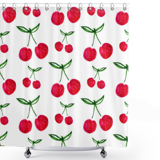 Personality  Seamless Pattern With Watercolor Cherries Shower Curtains