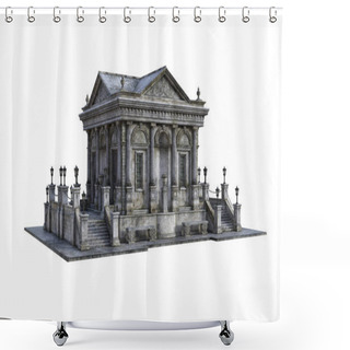 Personality  Old Baroque Building, A Mausoleum With Stairs And Lanterns On A White Background, Which Is Isolated From Multiple Angles For Collage And Further Edits. Shower Curtains