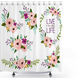 Personality  Flower Watercolor Vector Set Shower Curtains
