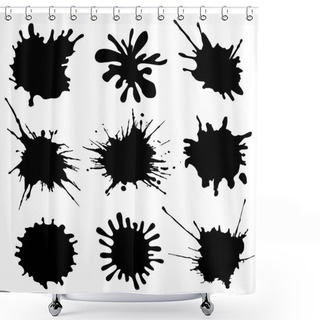 Personality  Set Of Inky Blots. Black Stain. Set Of Black Grungy Elements Shower Curtains