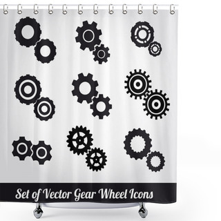 Personality  Gear Wheels Icons Vector Set Shower Curtains