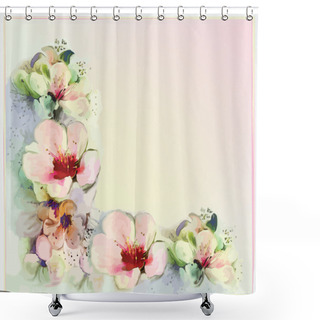 Personality  Greeting Floral Card With Stylized Spring Flowers In Pastel Colors Shower Curtains