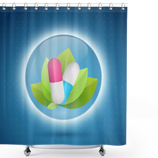 Personality  Pill On Leafs, Vector Illustration  Shower Curtains