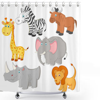 Personality  Cartoon African Animals Vector Shower Curtains