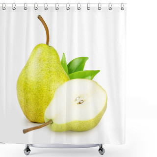 Personality  Pear With Green Leaves Shower Curtains