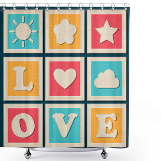 Personality  Set Of Vintage Vector Love Background Shower Curtains