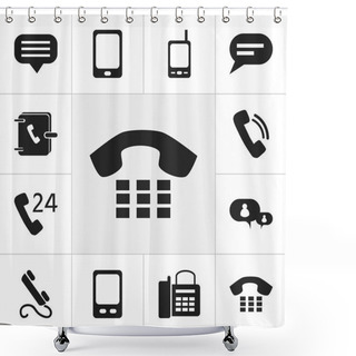 Personality  Set Of 12 Editable Gadget Icons. Includes Symbols Such As Phone, Chat, Talking And More. Can Be Used For Web, Mobile, UI And Infographic Design. Shower Curtains