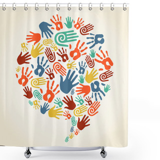 Personality  Global Diversity Hand Prints Speech Bubble Shower Curtains