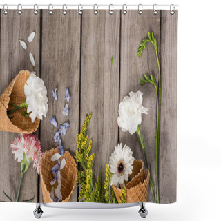 Personality  Flowers In Waffle Cones  Shower Curtains