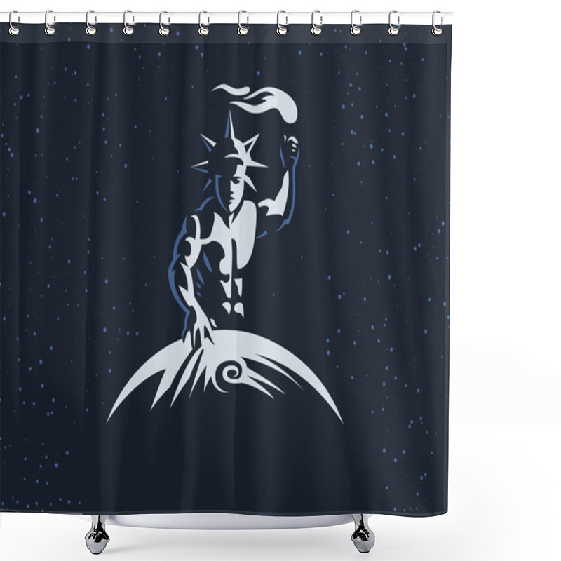 Personality  Helios The Sun God With A Torch In His Hands Illuminates The Earth. Shower Curtains