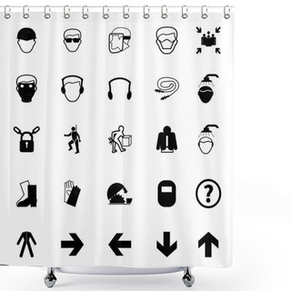 Personality  Mandatory Signs, Construction Health And Safety,Vector Illustrat Shower Curtains