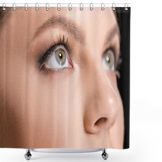 Personality  Partial View Of Woman With Makeup Looking Away Shower Curtains