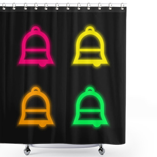 Personality  Bell Four Color Glowing Neon Vector Icon Shower Curtains