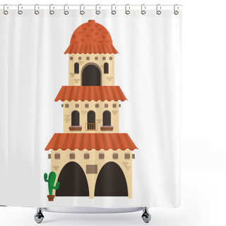 Personality  Spanish Colonial Architecture Icon Shower Curtains