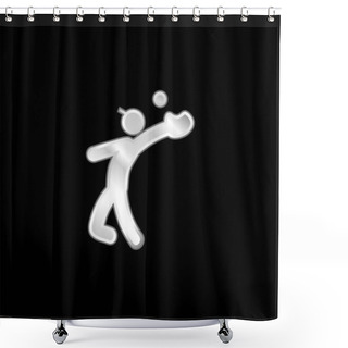 Personality  Baseball Catcher Silver Plated Metallic Icon Shower Curtains