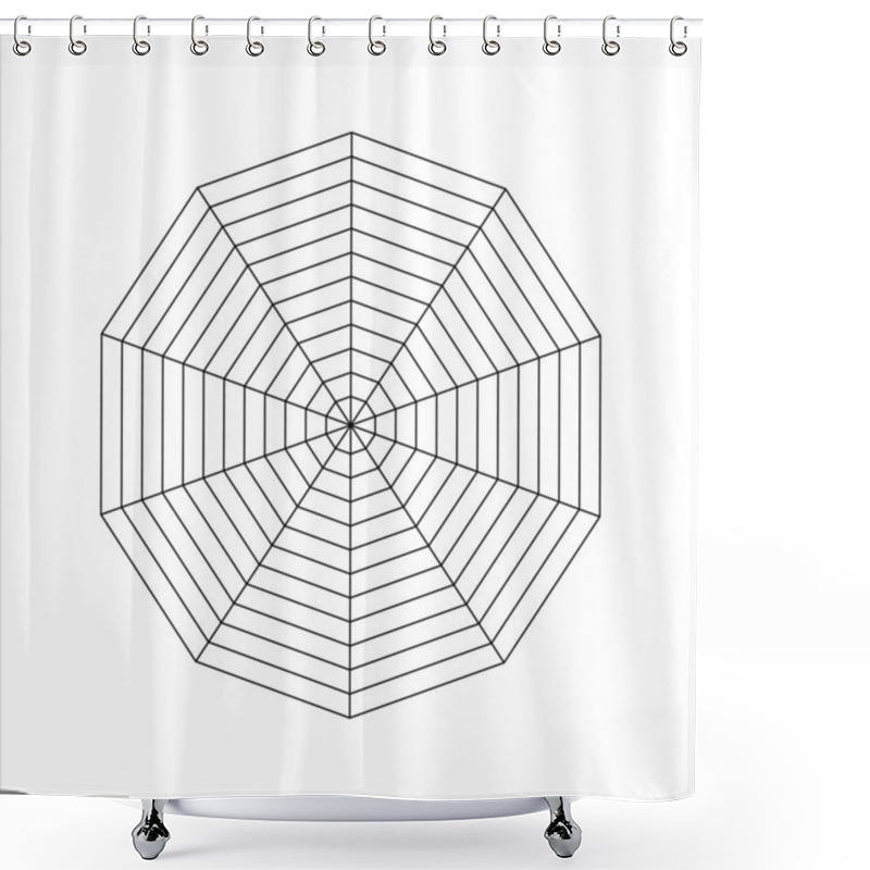 Personality  Decagon Diagram Divided On Equal Segments. Statistics Or Analytics Graph, Radar Or Spider Chart, Wheel Of Life Or Habits Tracker Template Isolated On White Background. Vector Graphic Illustration. Shower Curtains