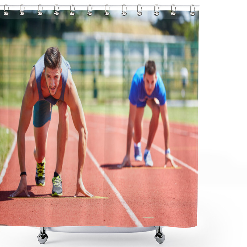 Personality  Two Friends Running Shower Curtains