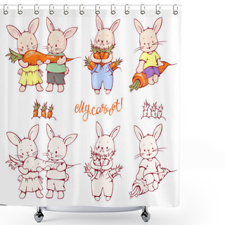 Personality  Funny Cartoon Bunnies Shower Curtains