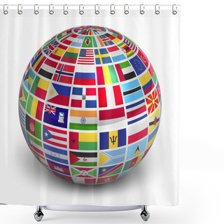 Personality  Globe With World Flags Shower Curtains