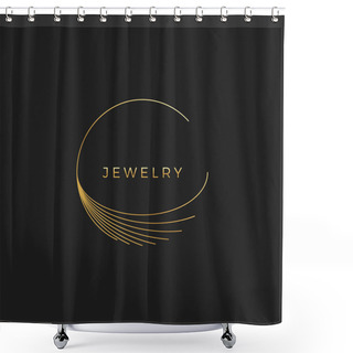 Personality  Abstract Ornament Luxury Gold Circle Frame Design Element For Logo Background Card Invitations Decoration Shower Curtains