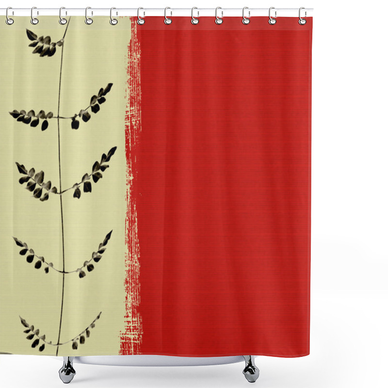 Personality  Black leaf on red box background shower curtains