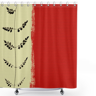 Personality  Black Leaf On Red Box Background Shower Curtains