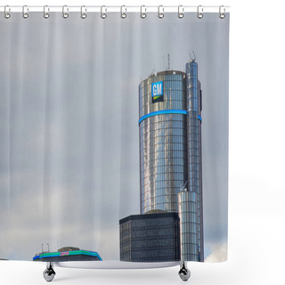 Personality  DETROIT, MI - AUG 21, 2016: General Motors Building, GM Headquar Shower Curtains