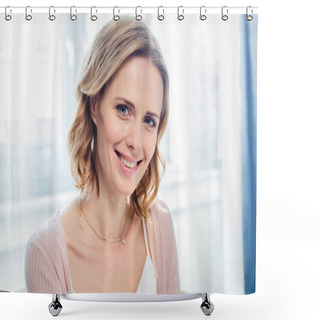 Personality  Smiling Young Woman  Shower Curtains
