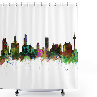 Personality  Watercolor Skyline Of Liverpool Shower Curtains